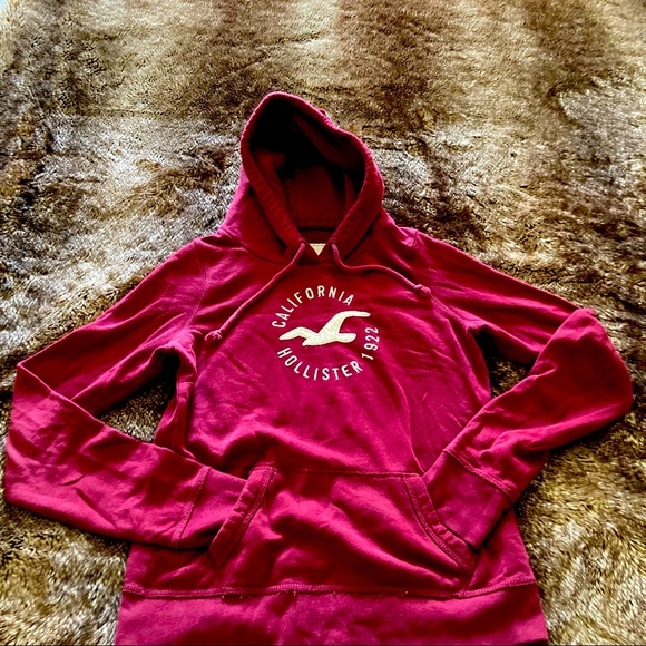 Hollister burgundy distressed hoodie - Picture 3 of 5